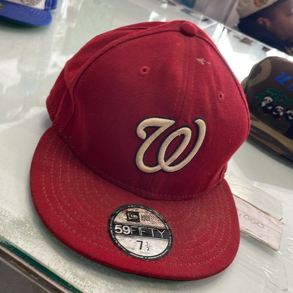 Vintage Unisex Adult New Era MLB Washington Nationals Fitted Hat Used Sz 7 1/2